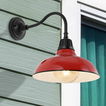 Aurora 12.25" Farmhouse Industrial Indoor/Outdoor Iron LED Gooseneck Arm Outdoor Sconce